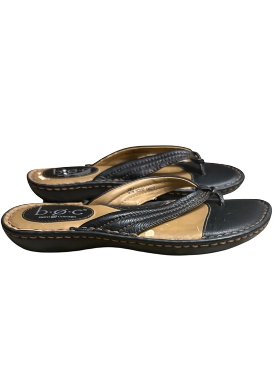 b.o.c. Shoes - B.O.C. Born Concepts Edie Black Leather Flip Flop Thong Sandals Size 6 -- flaw